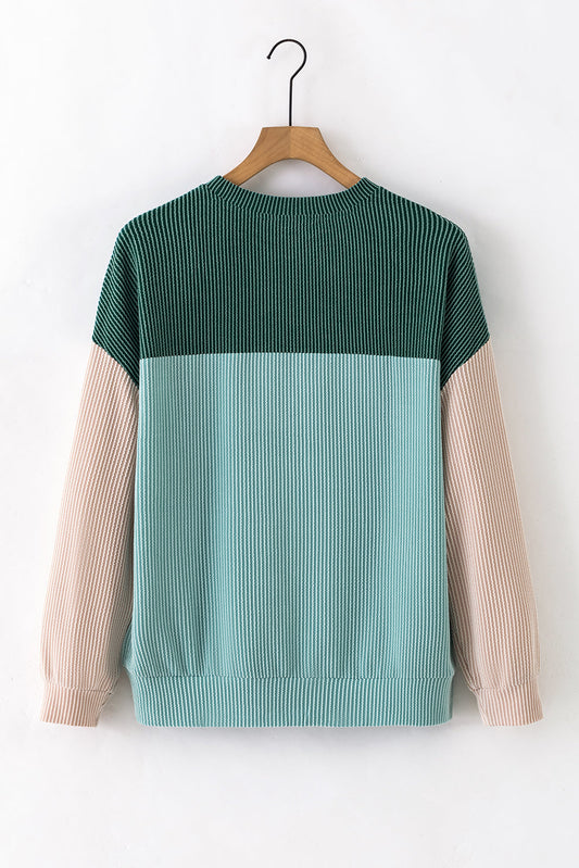 Colorblock Ribbed Long Sleeve Top