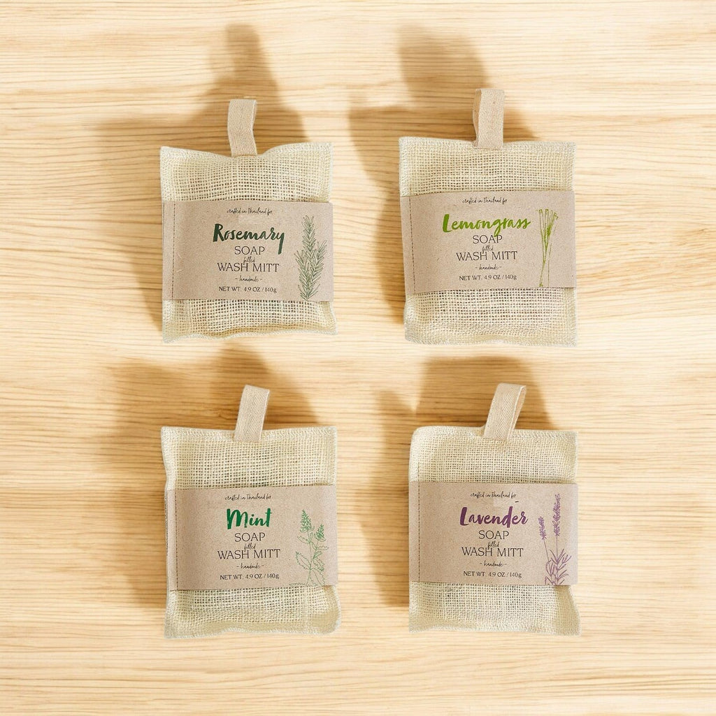 Natural Jute Bath Mitt & Botanical Soap