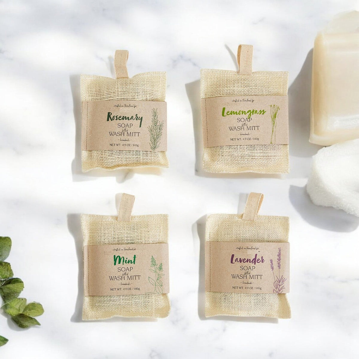 Natural Jute Bath Mitt & Botanical Soap