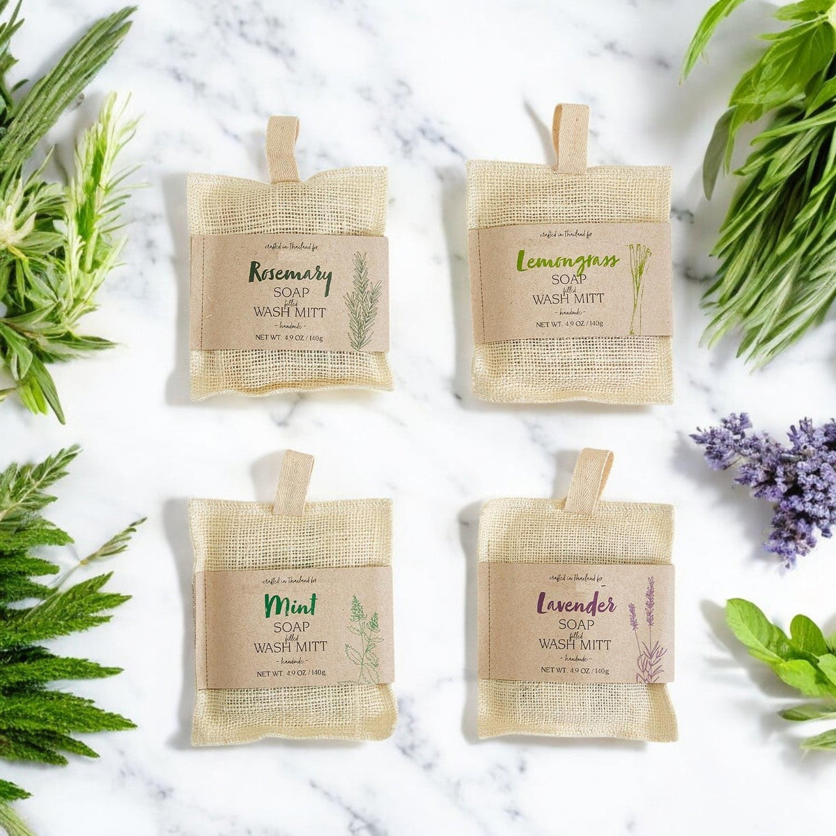 Natural Jute Bath Mitt & Botanical Soap
