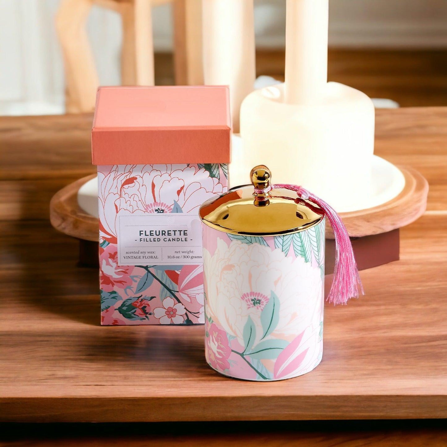 Vintage Floral Candle Set