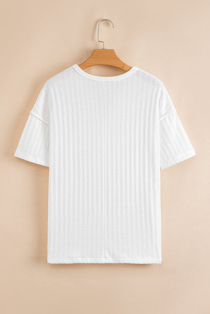 Textured Grommet Short Sleeve Top
