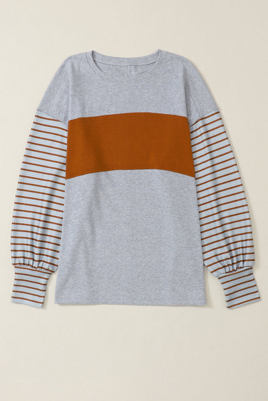 Stripe Colorblock Bishop Sleeve Top