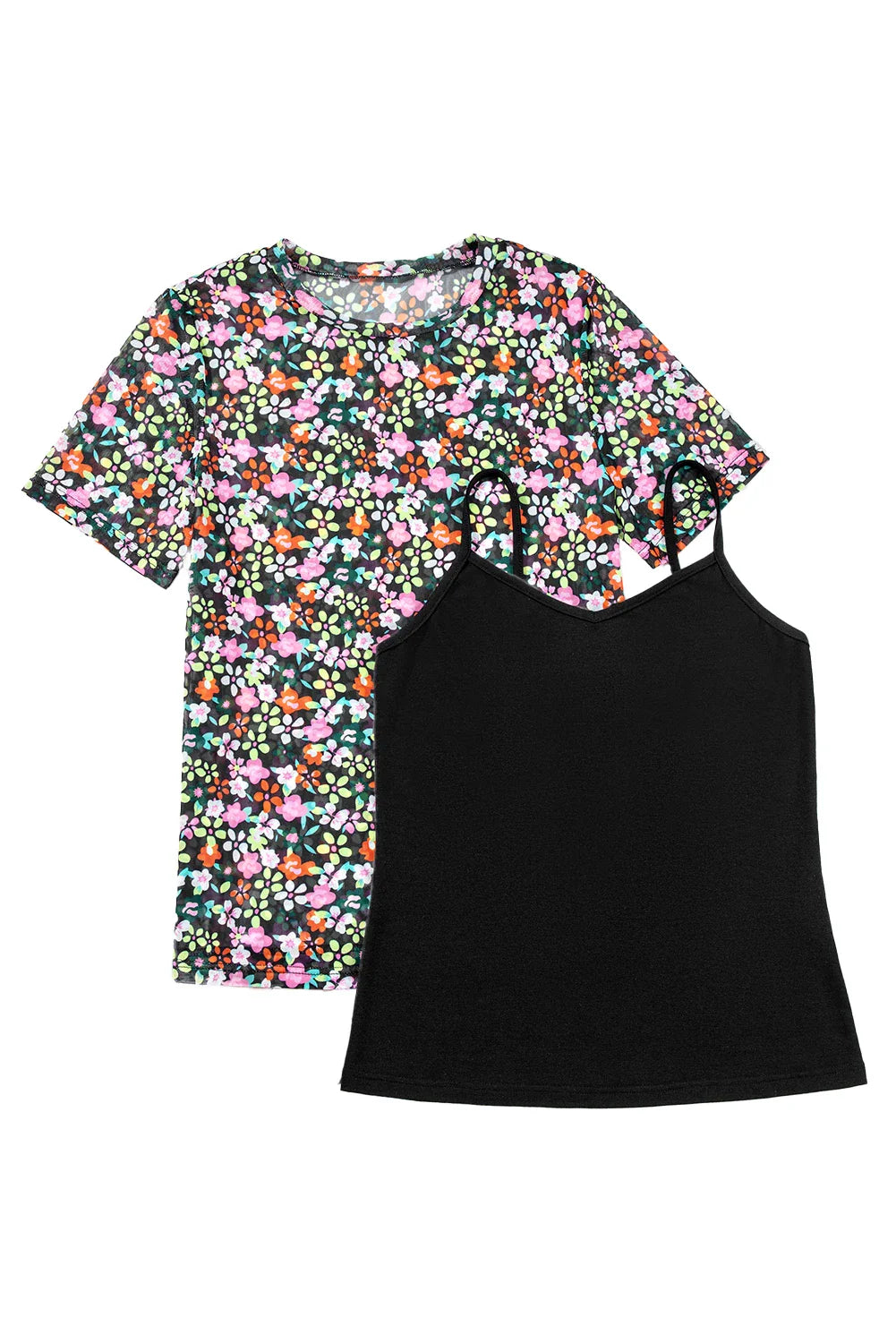 Floral Sheer Mesh T-Shirt