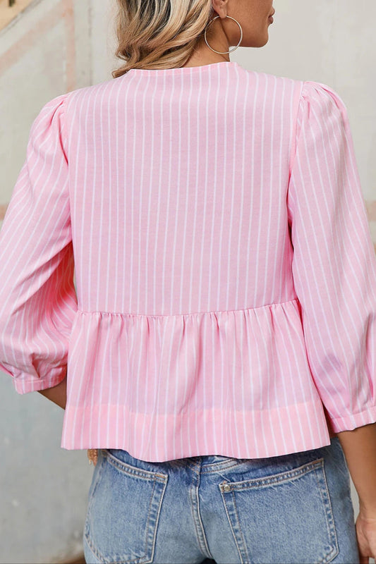 Stripe Bow Tie Front Blouse