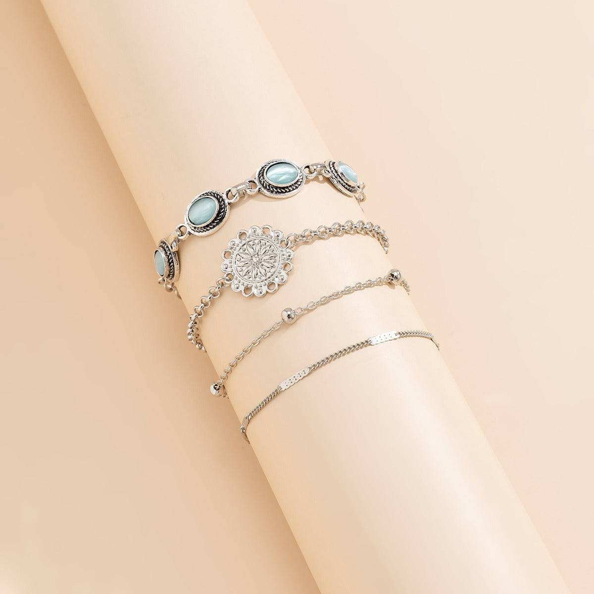 Vintage Cat’s Eye Floral Bracelet
