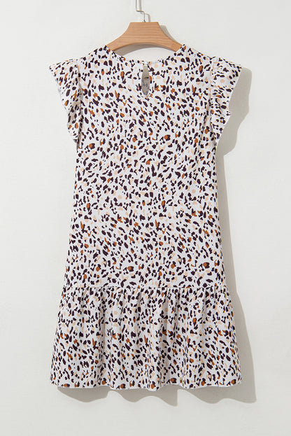 Leopard Flutter Sleeve Mini Dress