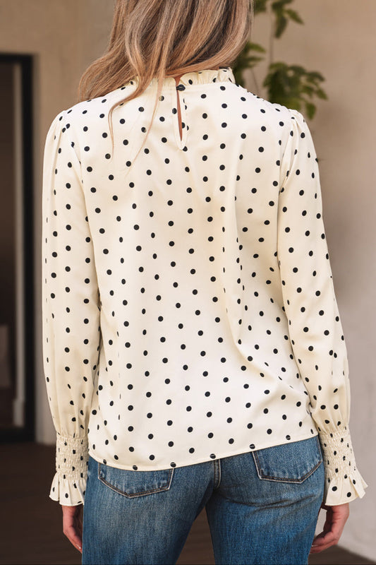 Polka Dot Frilled Collar Blouse