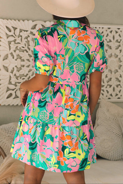 Floral Puff Sleeve Babydoll Dress