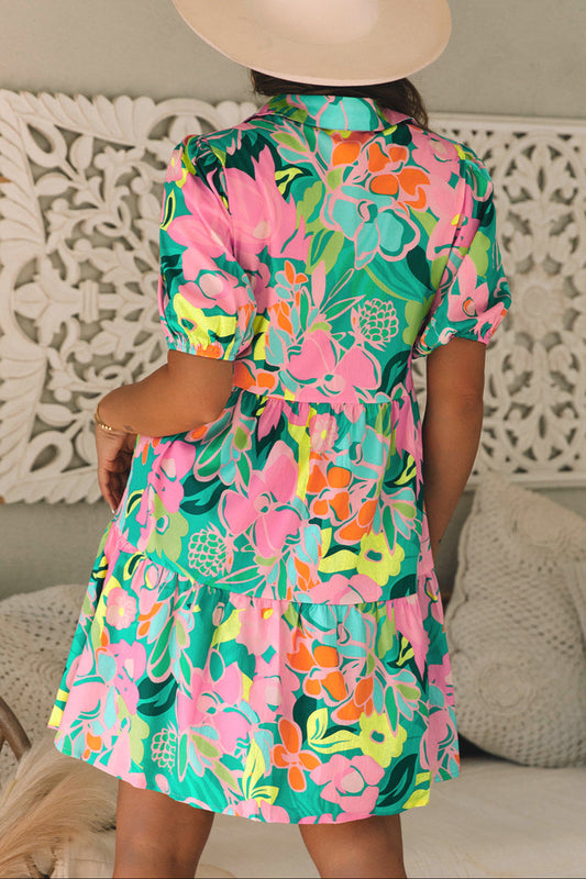 Floral Puff Sleeve Babydoll Dress