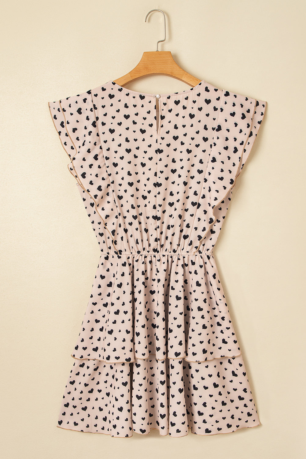 Heart Flutter Sleeve Ruffle Mini Dress