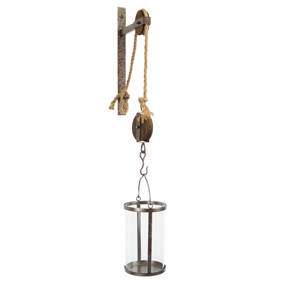 Industrial Pulley Mounted Canister Candleholder
