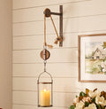 Industrial Pulley Mounted Canister Candleholder
