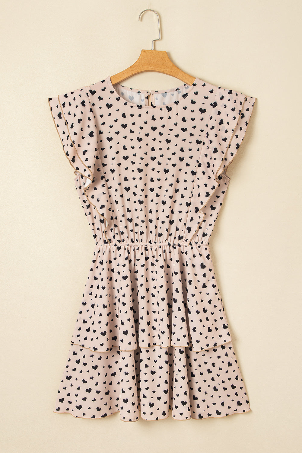 Heart Flutter Sleeve Ruffle Mini Dress