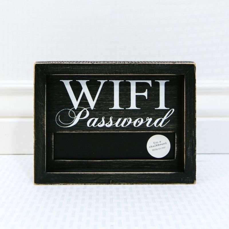 8x6x1.5 wood frmd chlkbrd sign (WIFI PSSWRD) bk/white