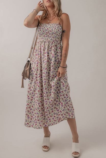 Boho Floral Smocked Maxi Sundress