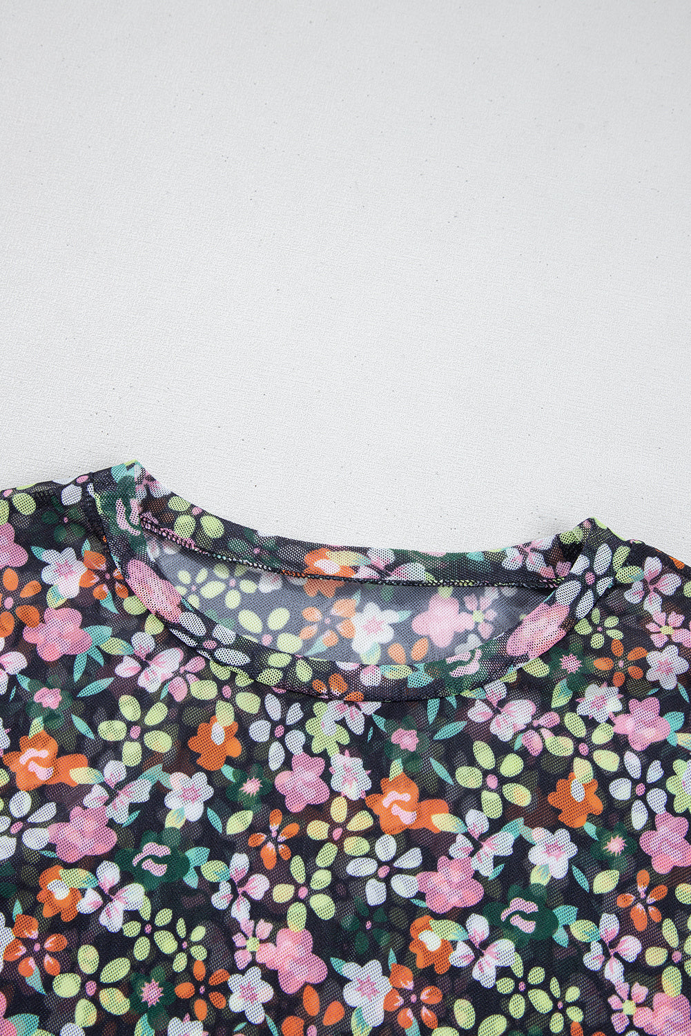 Floral Sheer Mesh T-Shirt