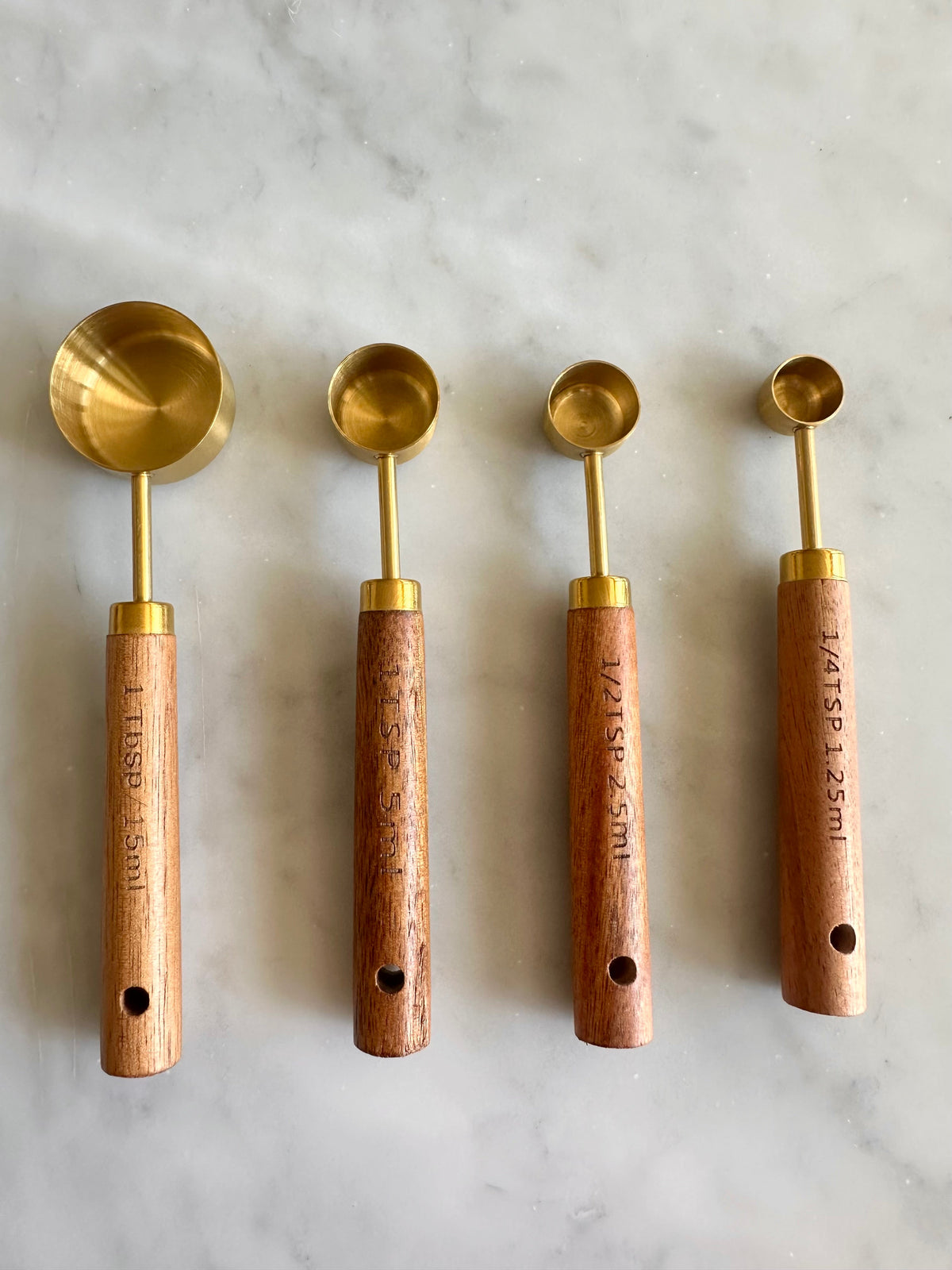 Montecito Acacia Wood and Gold Measuring Cups