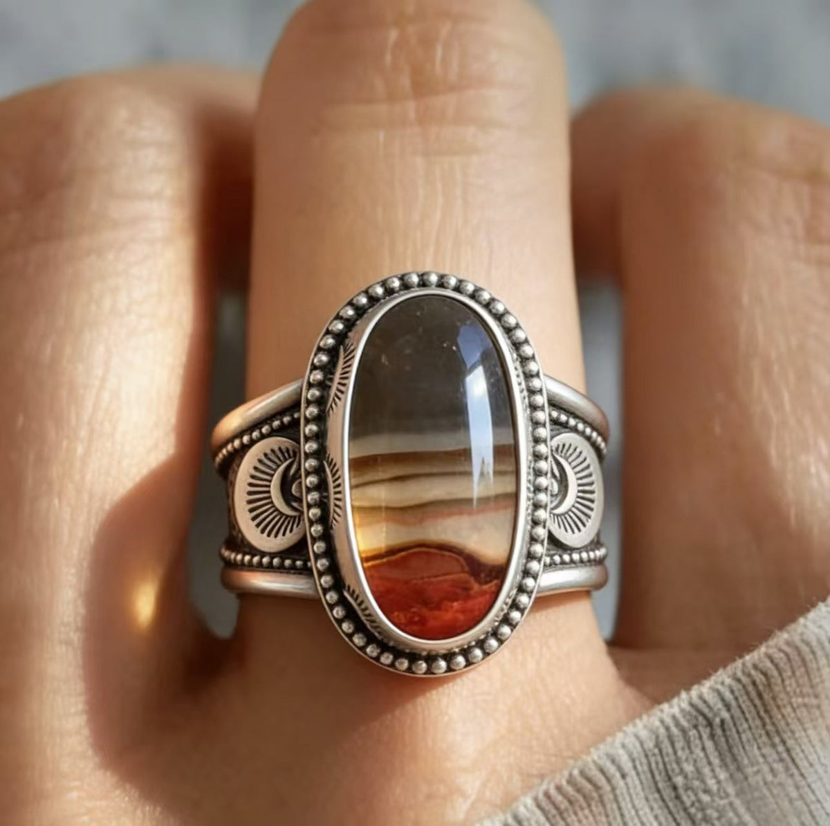Vintage Agate-Inspired Statement Ring