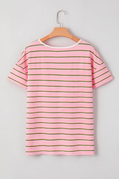 Stripe V-Neck Short Sleeve T-Shirt