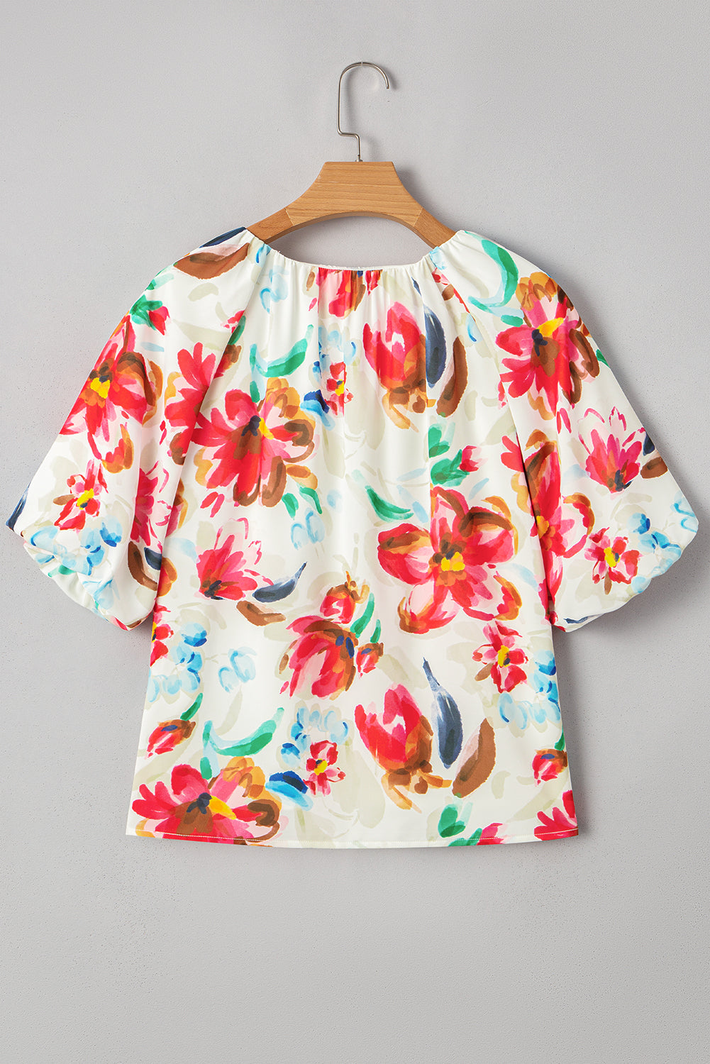 Floral Puff Short Sleeve Blouse