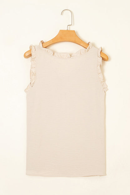 Textured Frilled Trim Sleeveless Top