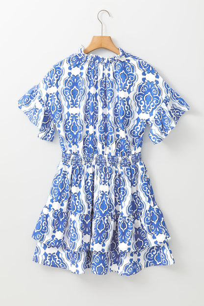 Vintage Floral Ruffle Sleeve Dress