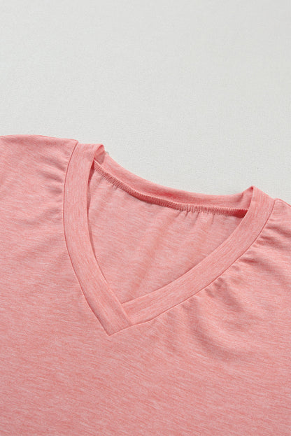Heathered Petal Sleeve V-Neck T-Shirt