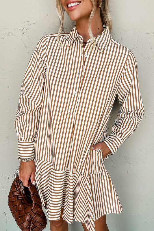 Stripe Collared Shirt Mini Dress