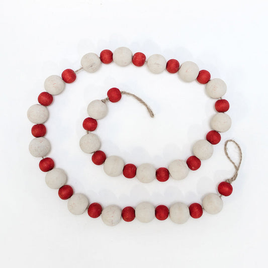 36x1 wood bead garland varied white/rd