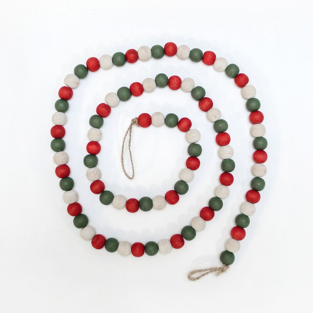 60x.5 wood bead garland white/rd/green