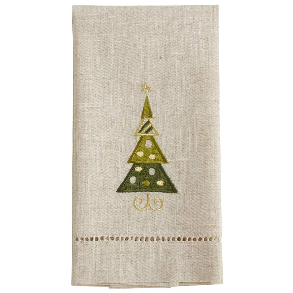 Embroidered Christmas Tree Guest Towels — Set of 4