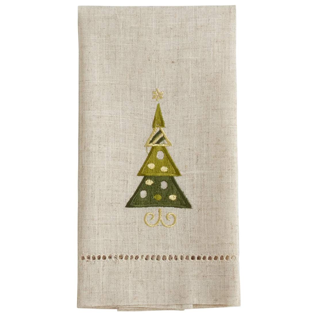 Embroidered Christmas Tree Guest Towels — Set of 4