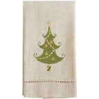 Embroidered Lighted Christmas Tree Guest Towels — Set of 4