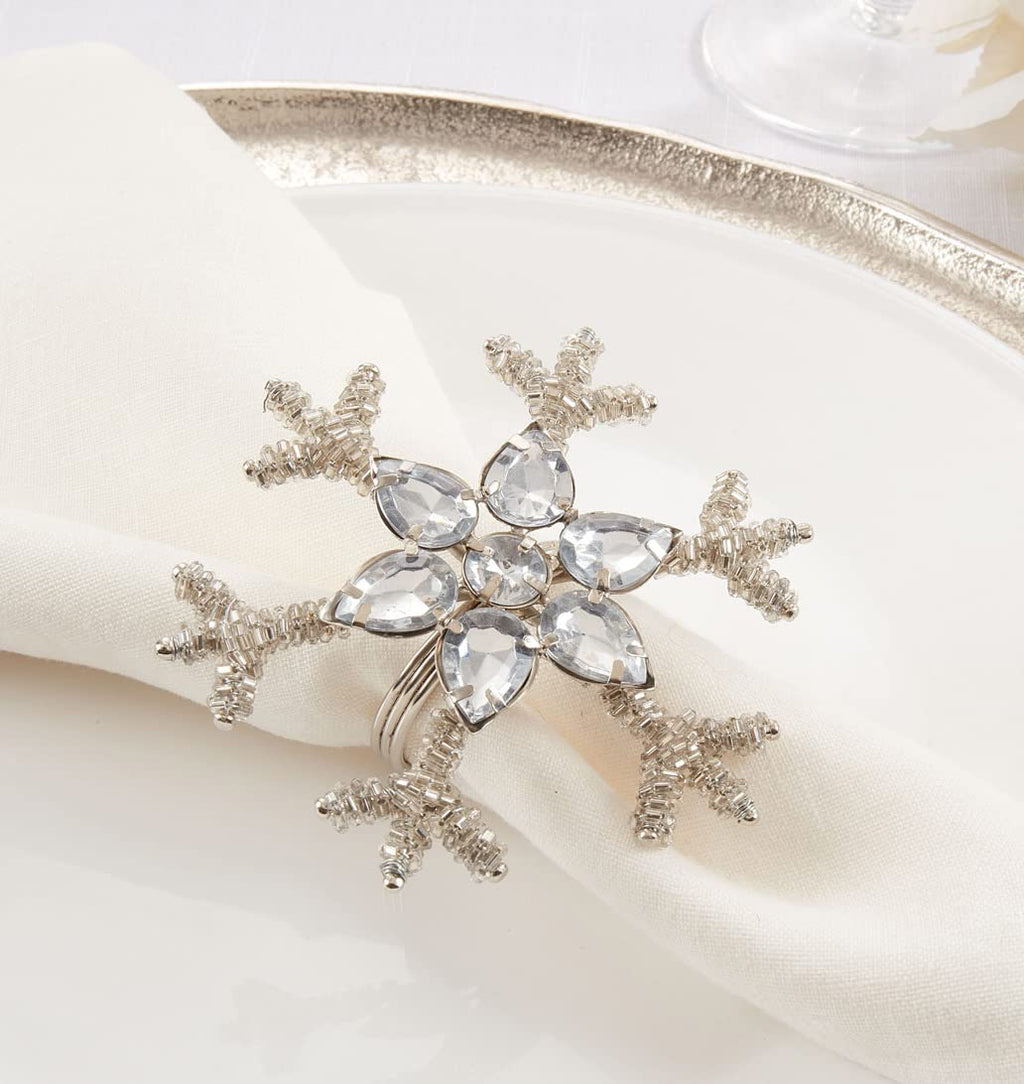 Beaded Snowflake Napkin Rings — Set of 4
