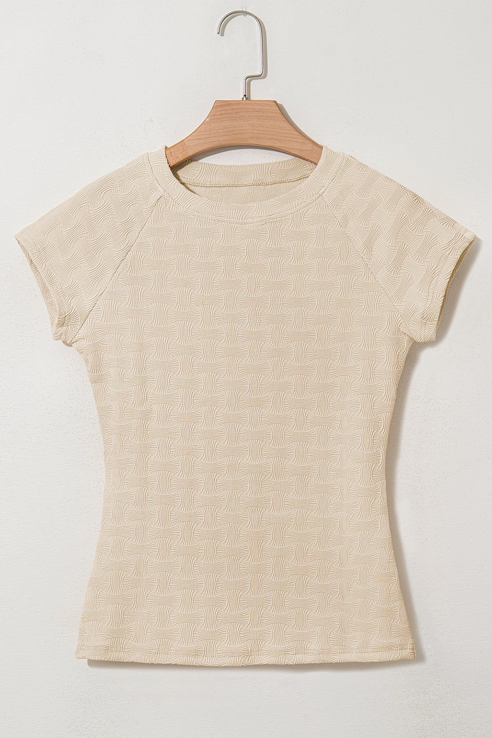 Textured Raglan Cap Sleeve T-Shirt