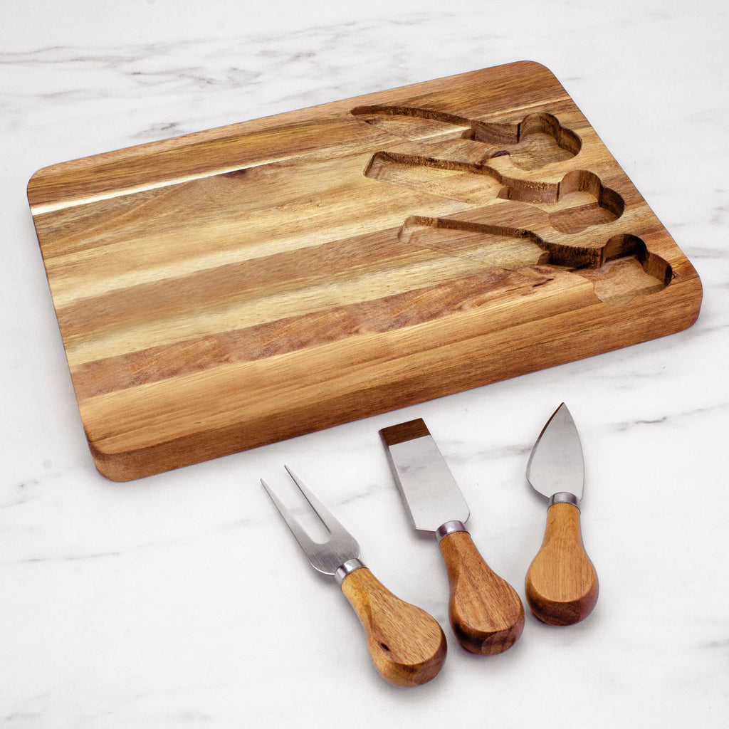 4-Pc. Wood Cheese Board & Cheese Tool Set
