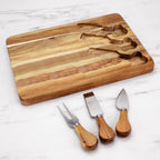4-Pc. Wood Cheese Board & Cheese Tool Set