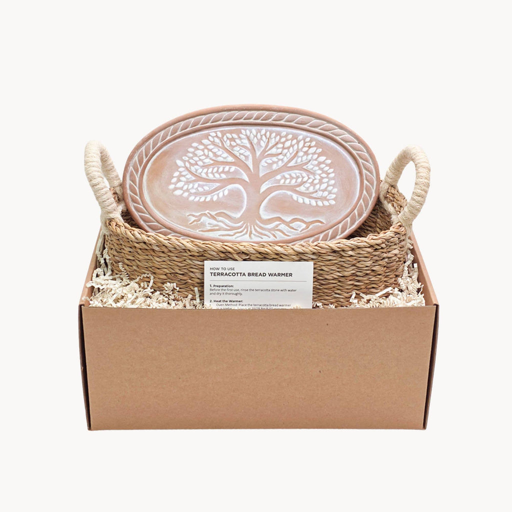 Tree Handmade Bread Warmer & Wicker Basket