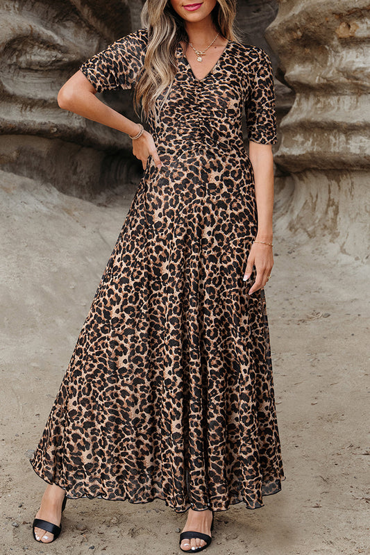 Leopard Floral Mesh Reversible Dress