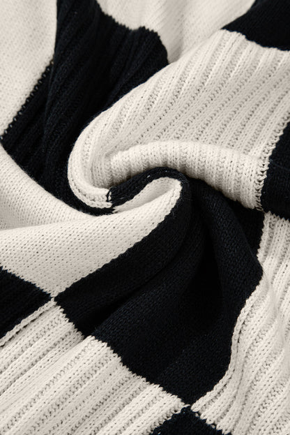 Colorblock Checker Short Sleeve Sweater