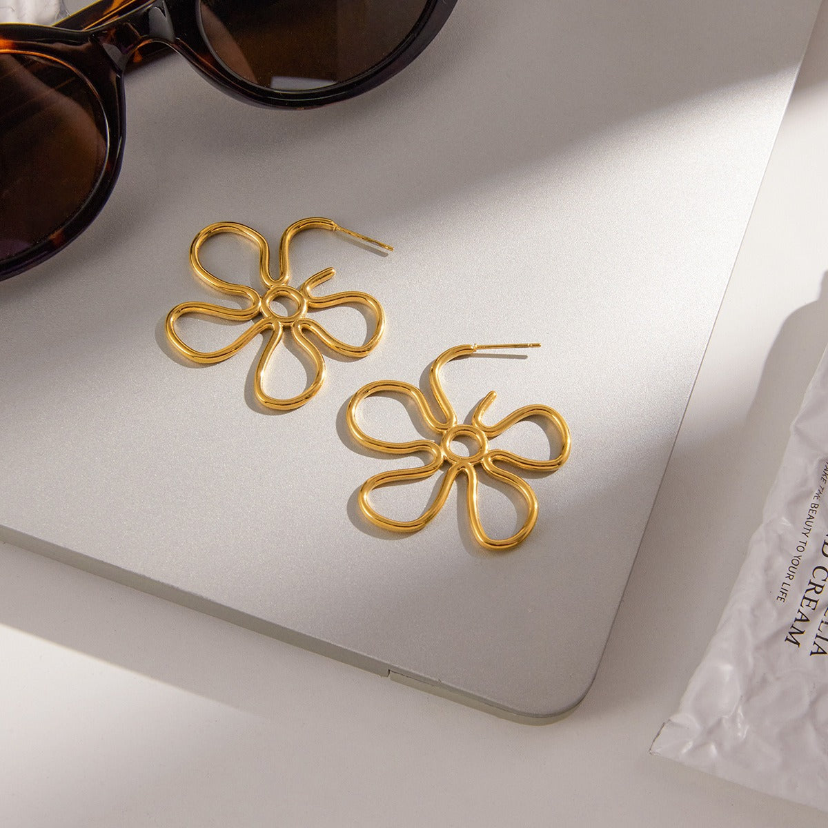 18K Gold-Tone Flower Earrings