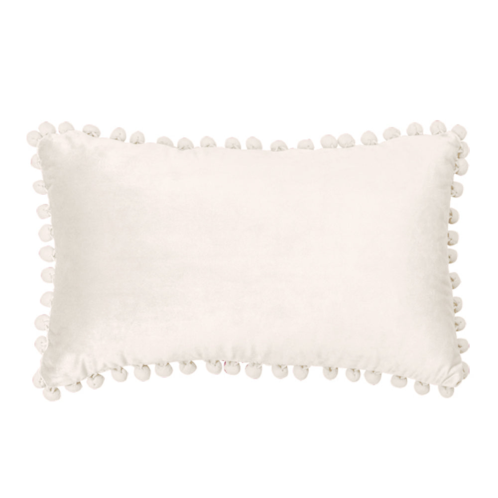 Velvet Pom-Pom Lumbar Throw Pillow with Insert, 12''x20''