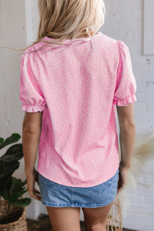 Floral Embroidered Puff Sleeve Blouse