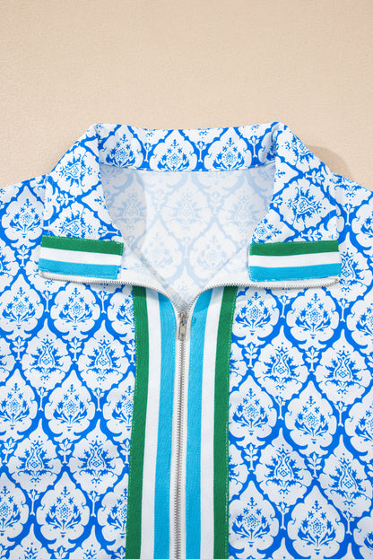 Western Half Zip Collared Blouse