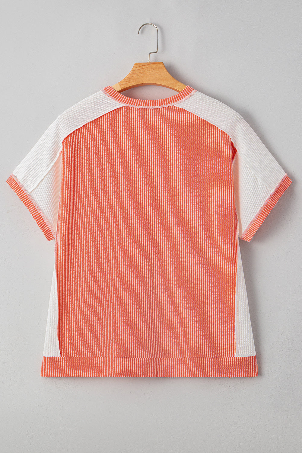 Plus Size Colorblock Corded Short Sleeve Top