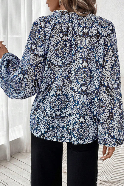 Boho Frilled Tied Neck Blouse