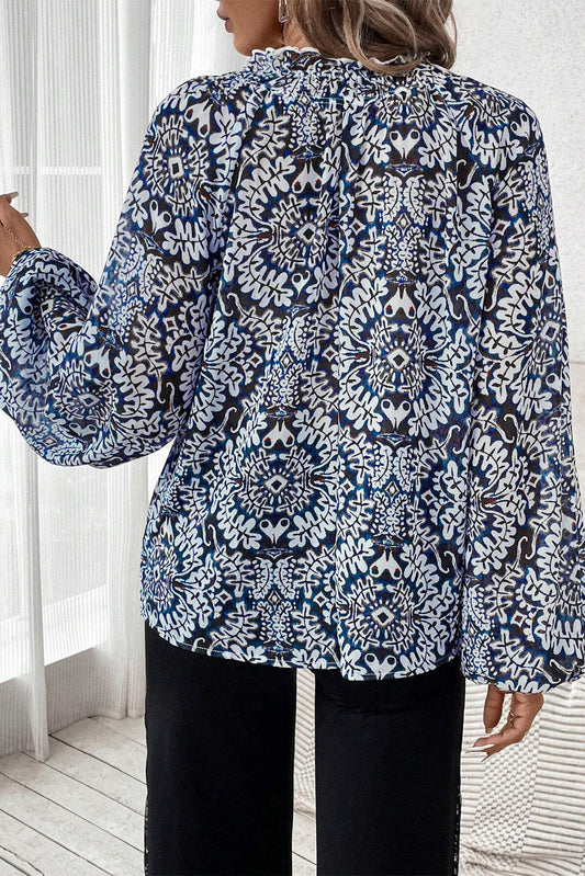 Boho Frilled Tied Neck Blouse