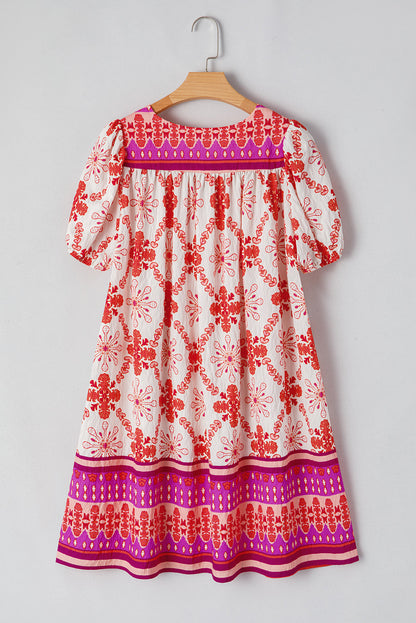 Boho Floral Short Sleeve Dress