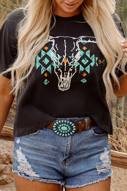 Western Bull Head Graphic T-Shirt